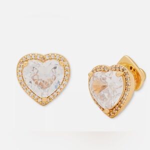NIB! Kate Spade Gold-Tone Cubic Zirconia Heart Crystal Earrings